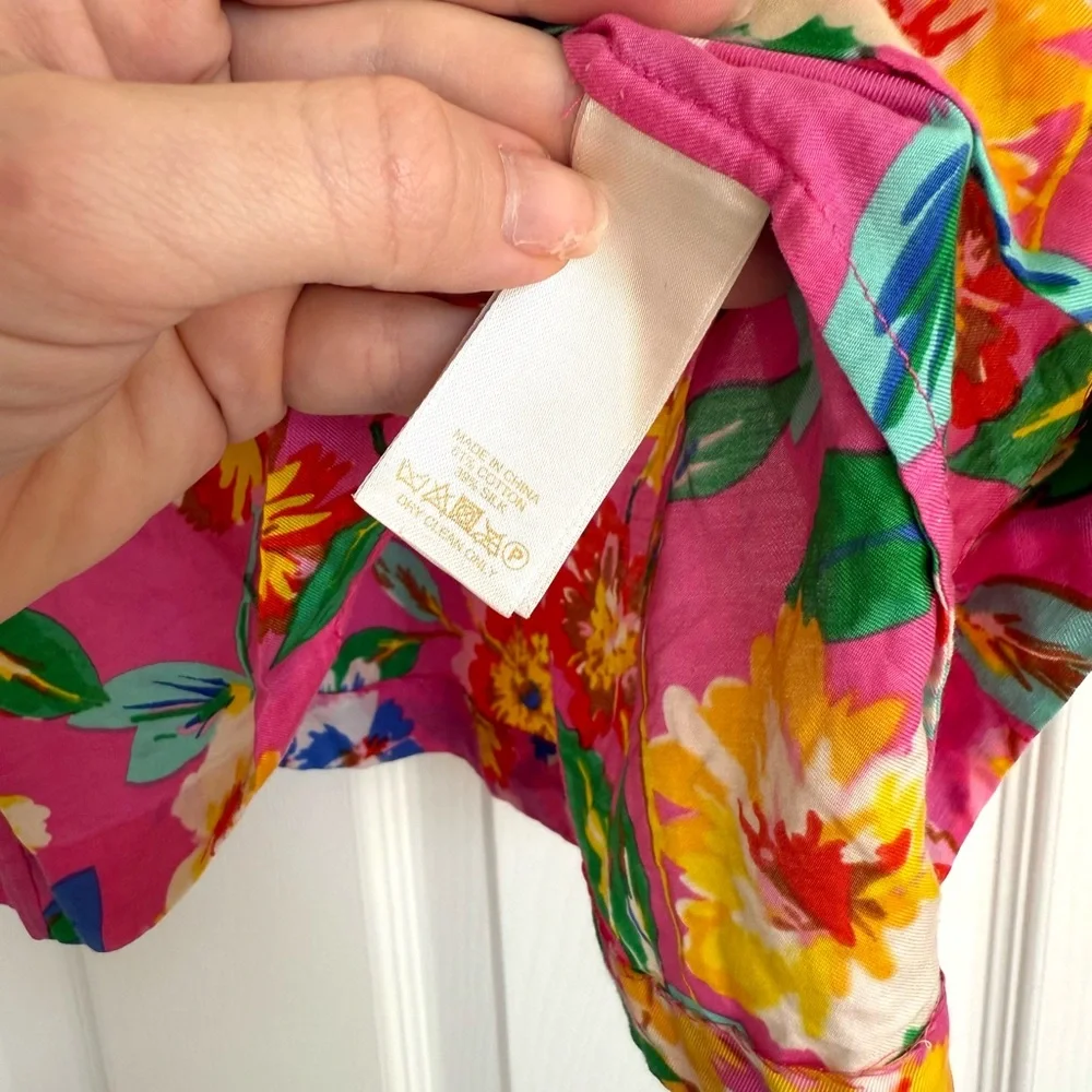 Kate Spade Live Colorfully Floral Pink Sleeveless Top Blouse With Tie Small S - Picture 5 of 5